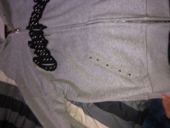 Grey Sweatshirt with Studded Graphic Detail