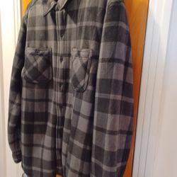 Gray And Black Plaid Fleece Jacket - Men's XL