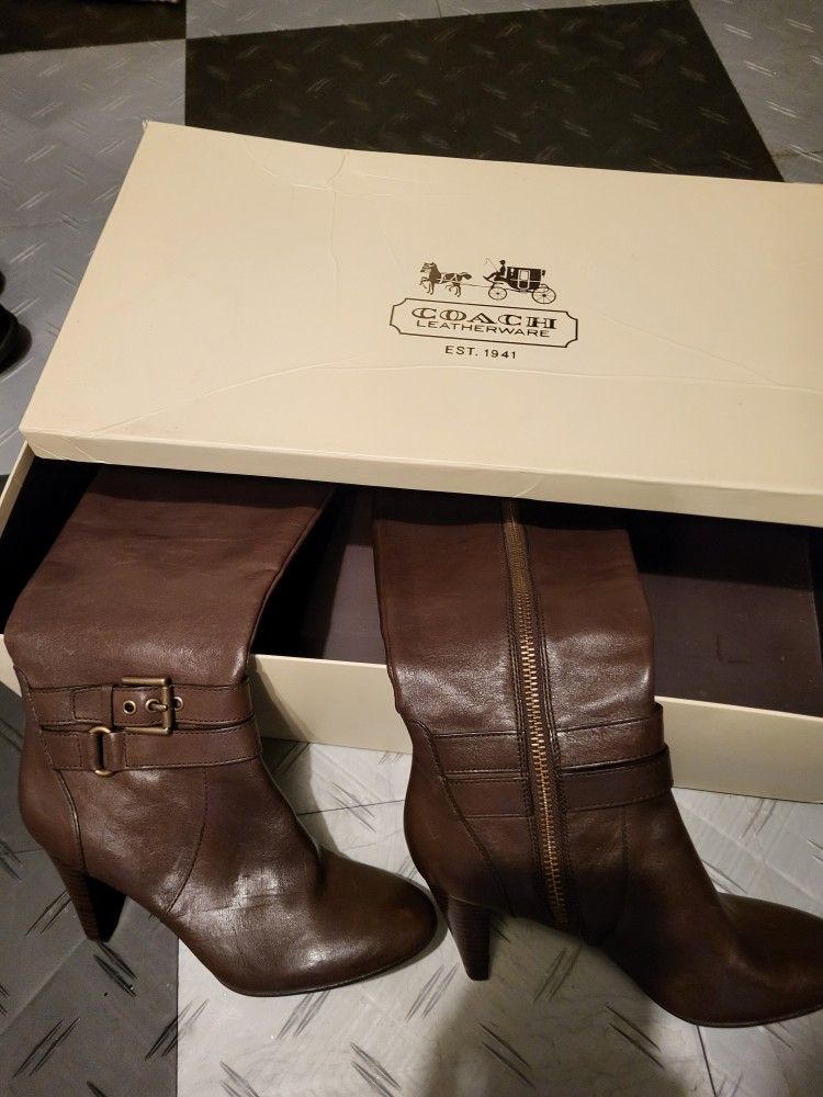 COACH ADDIE BROWN LEATHER BOOTS