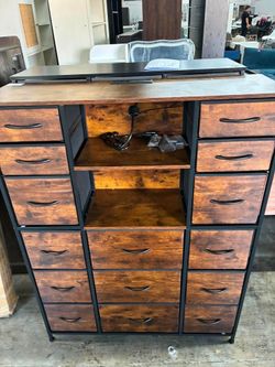 Tall Dresser with Fabric Drawers for Bedroom 38"W x 48.1" Al Fabric Dresser and Dressers for Living Room, Rustic Brown