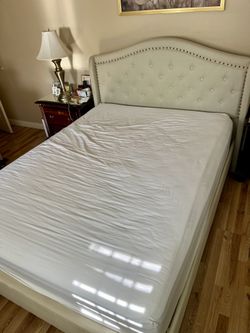 Queen Fabric Bed frame Only. NO MATTRESS 