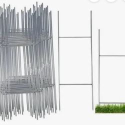 H Frame Yard Sign Stakes Metal Sign Holder H Stakes for Yard Signs 10x30 Inch 50 Pack