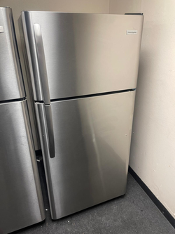 Frigidaire Top Freezer Fridge — Stainless, clean and ready