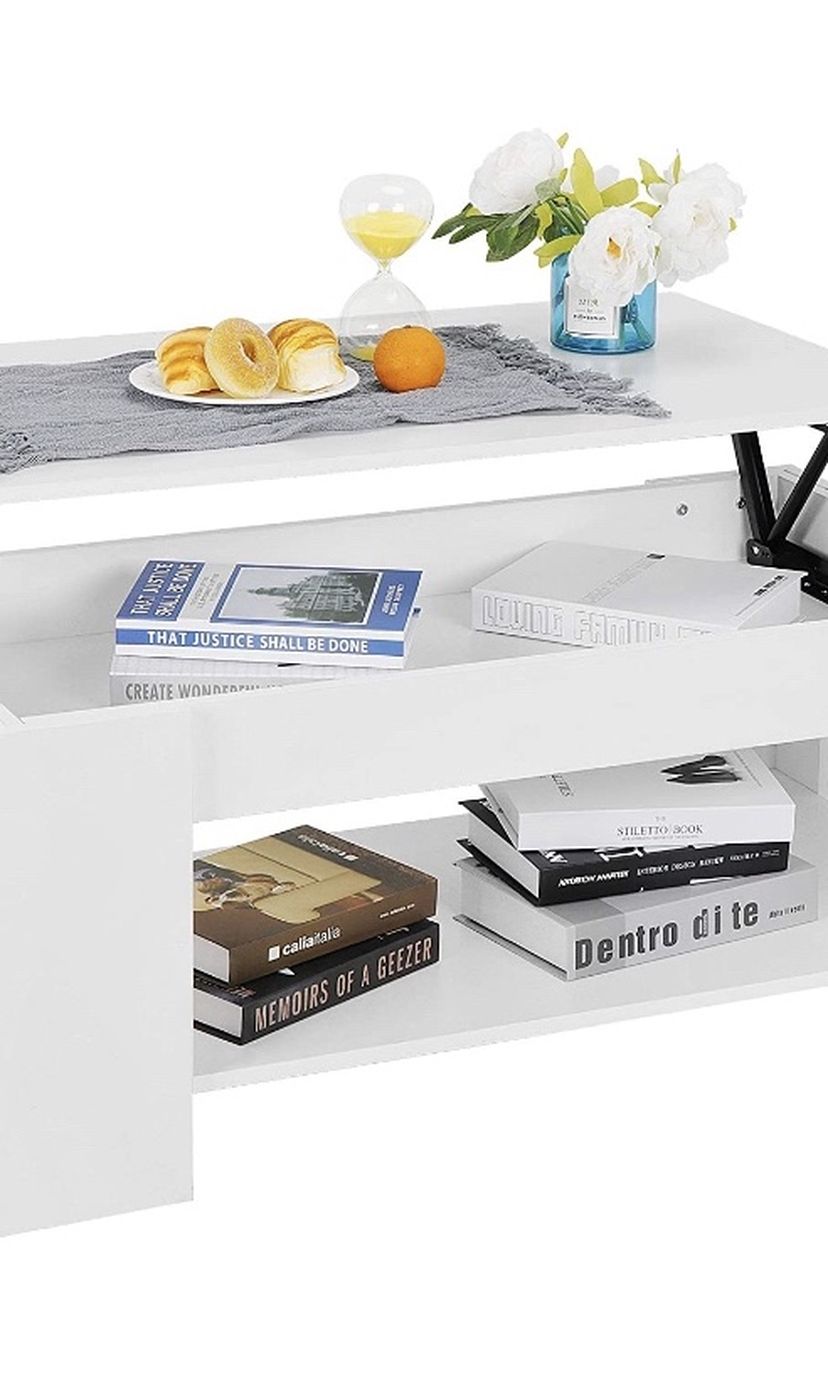 Lift Top Coffee Table w/ Hidden Compartment and Storage Shelves Modern Furniture