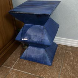 Unique Hand Painted Ceramic Mid-Century Modern End Table