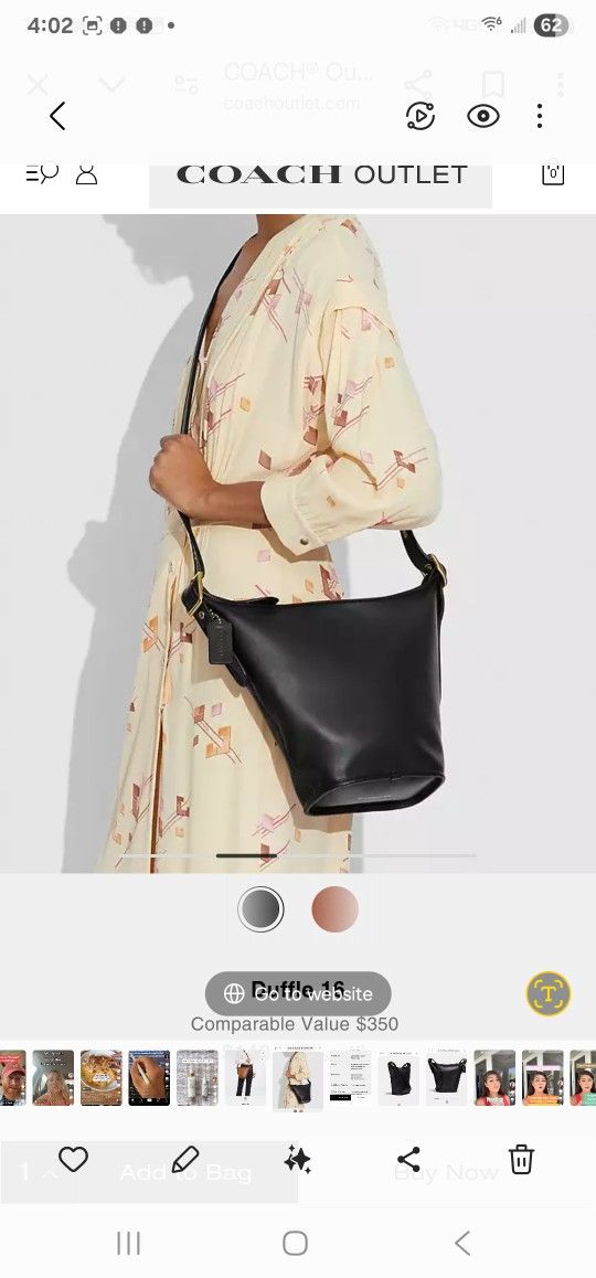 New Coach Black Leather Duffle Handbag Crossbody