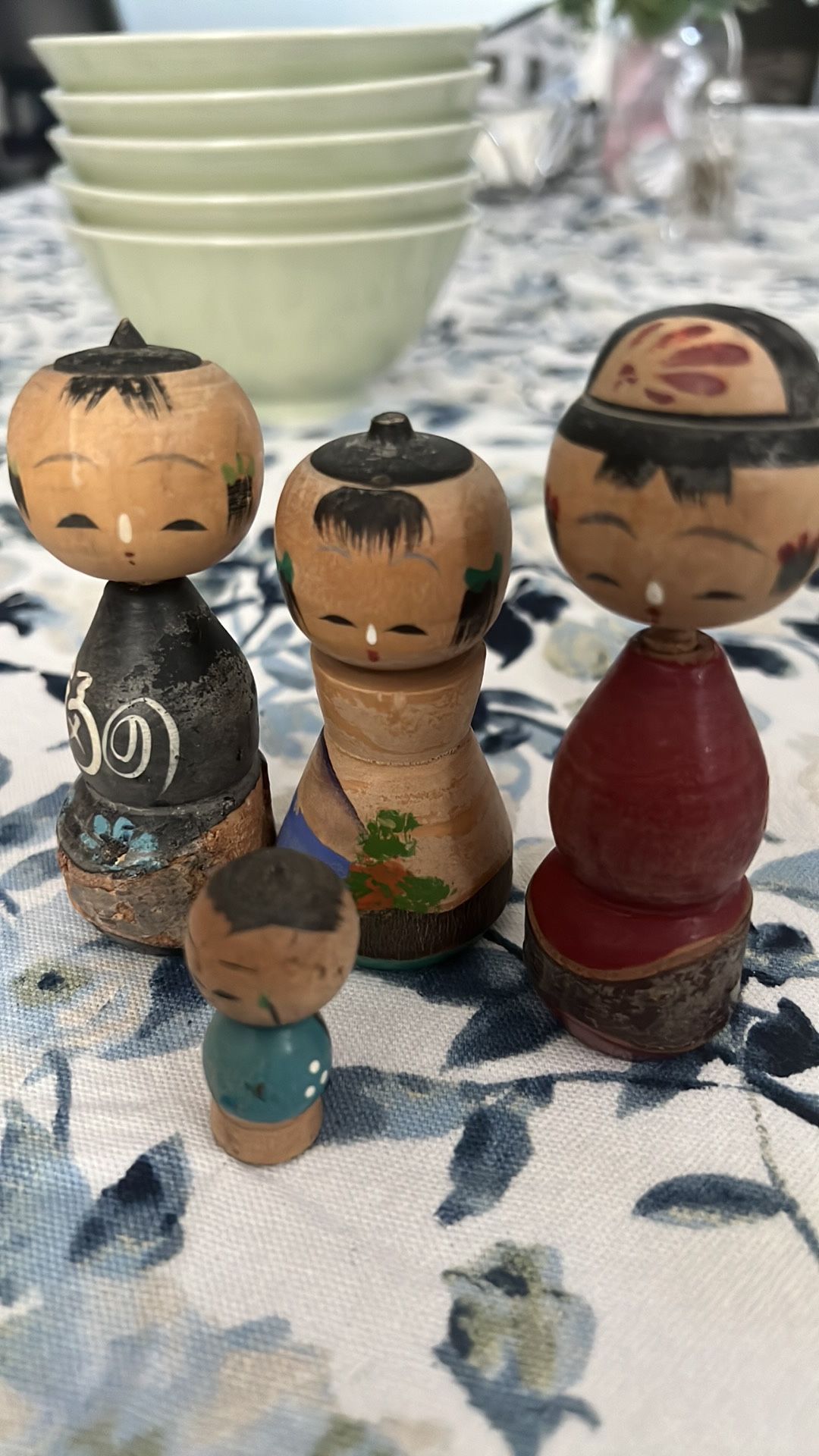 Kokeshi Wooden Japanese Bobble Head Dolls