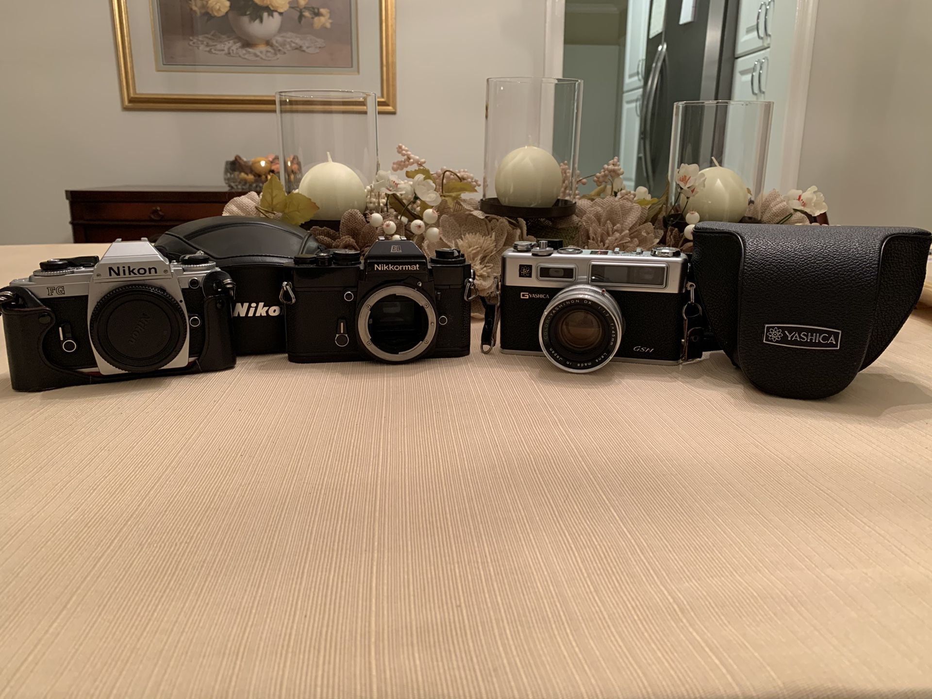 Nikon and Yashica film cameras