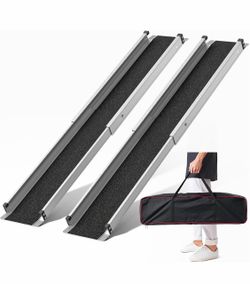 6FT Telescoping Aluminum Portable Wheelchair Ramp with Bag, 600LBS
