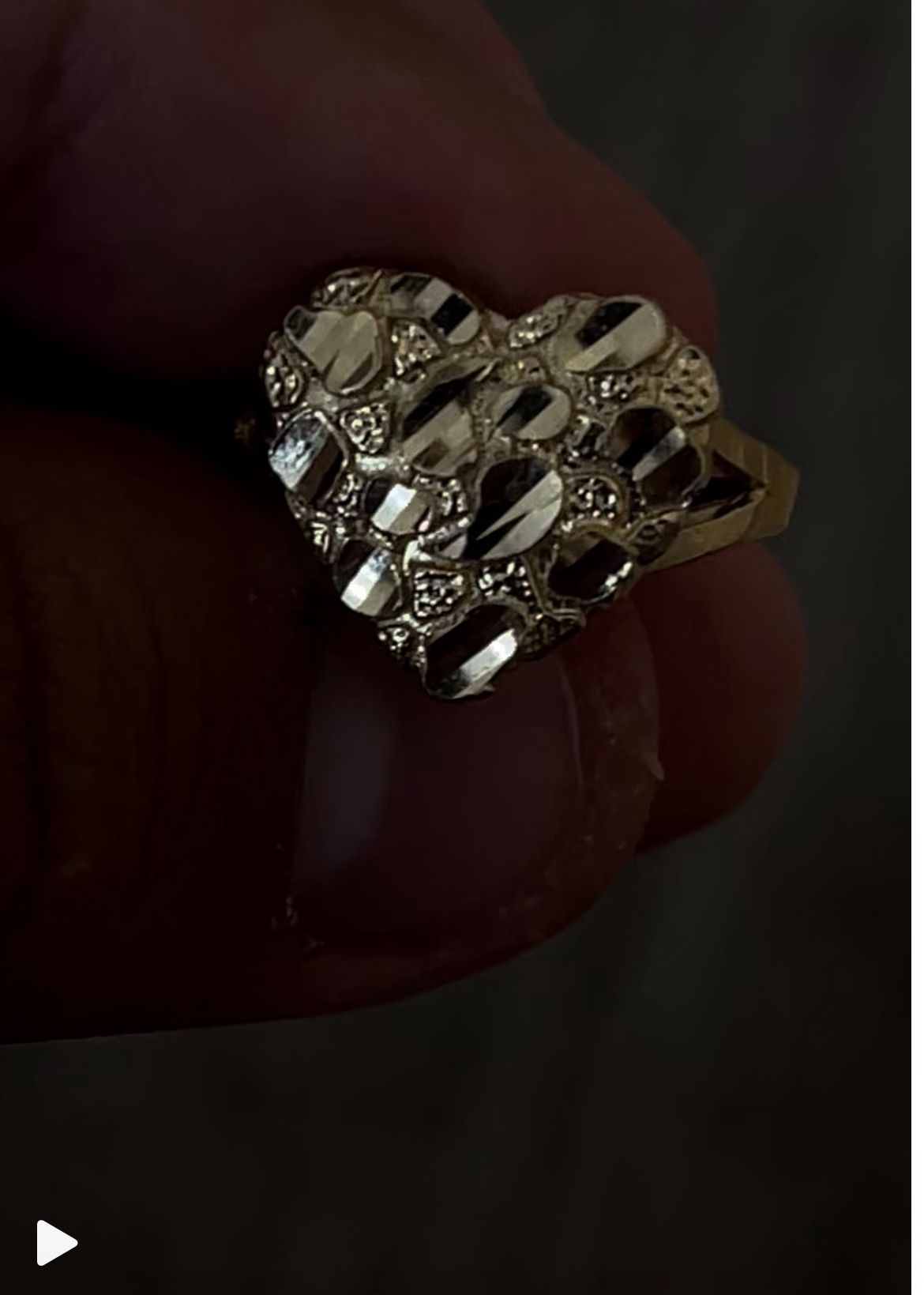 Gold Nugget Heart Ring 14k