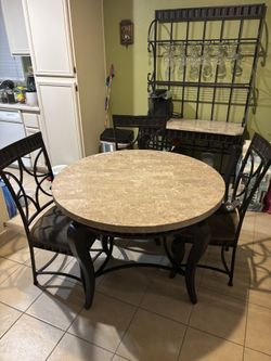 Round Stone-top Dining Table
