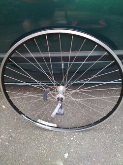 Bicycle Front Wheel, Alex Rims 622x16, Black rim with polished aluminum hub