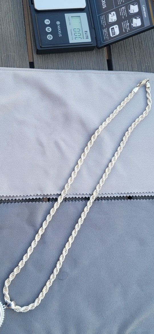 26 Inch Solid Silver Rope Chain