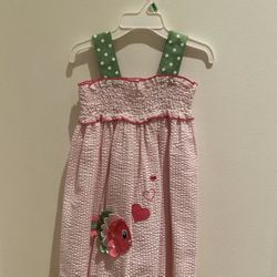 Bonnie Jean Pink Seersucker Fish Dress Size 4