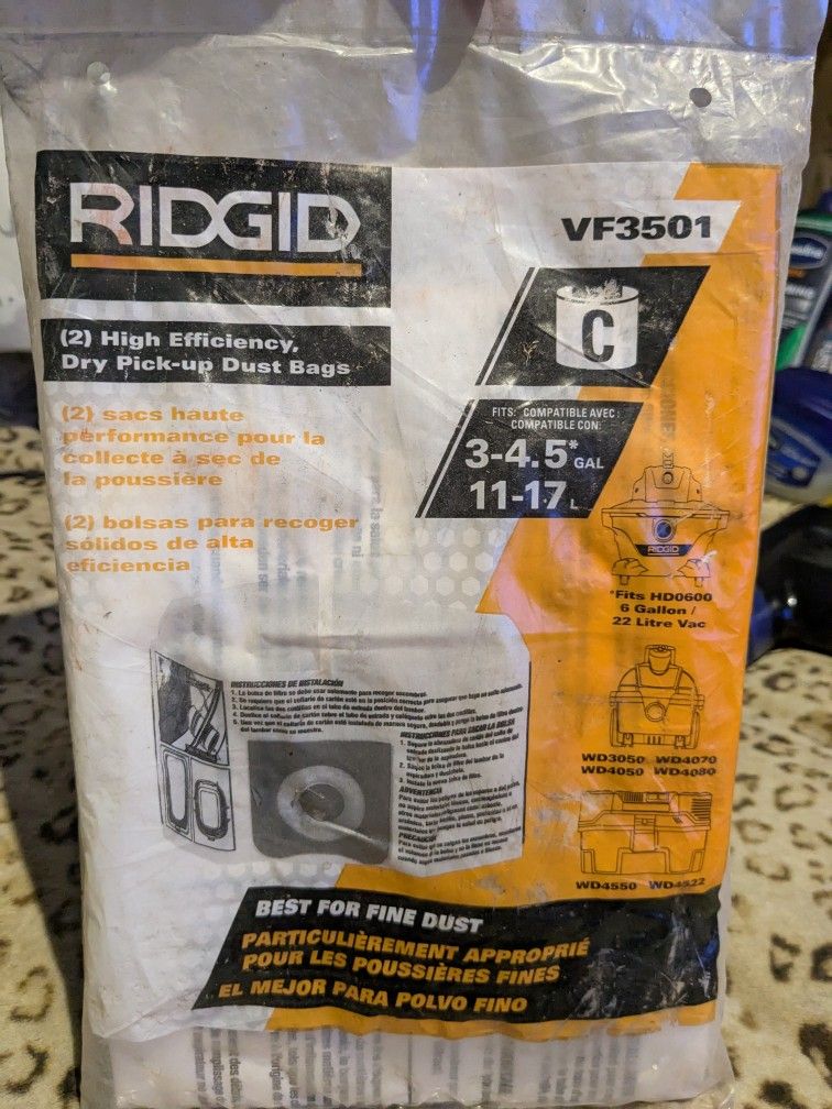 Ridgid Dry Pickup Dust Bags