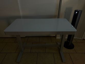 Adjustable Glass desk w/ storage cabinet