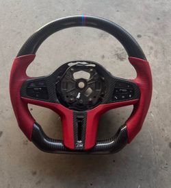 bmw red carbon fiber steering wheel