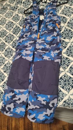 Kids Snow Bib Pants Blue Camo