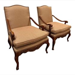 Set of Brown Traditional Upholstered Chairs by Century Furniture 