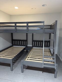 Grey Triple Bunk Bed (Full/Twins)
