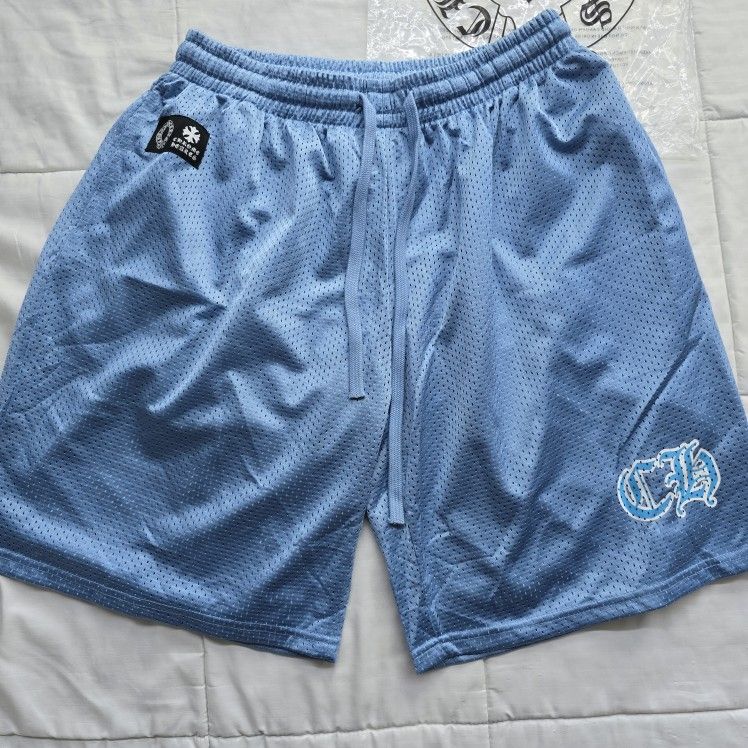 Chrome Hearts Mesh Shorts BLUE Varsity Shorts LARGE