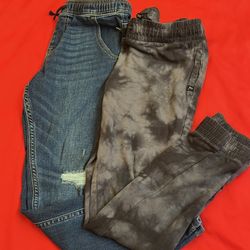 Boys' Denim Joggers and Gray/Black Sweatpants Bundle (Size 12)