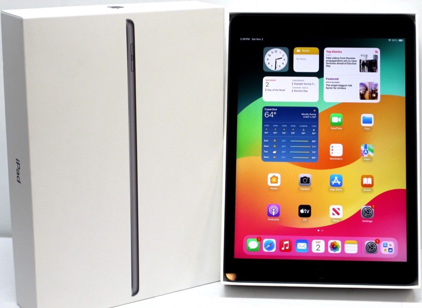 Apple iPad 9th Gen. 10.2" A2602 64GB Wi-Fi Tablet Gray - w/Box & Power Cord