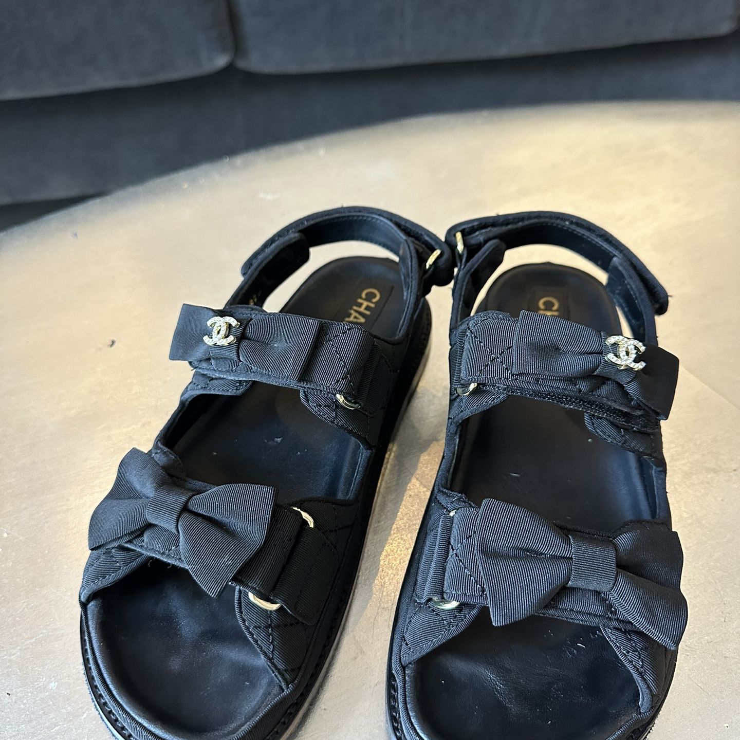 Chanel Pre-Owned Black Dad Sandals US 8.5 Authentic! for Sale in New York,  NY - OfferUp