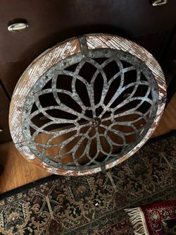 Rustic Round Wood and Galvanized Metal Wall Decor