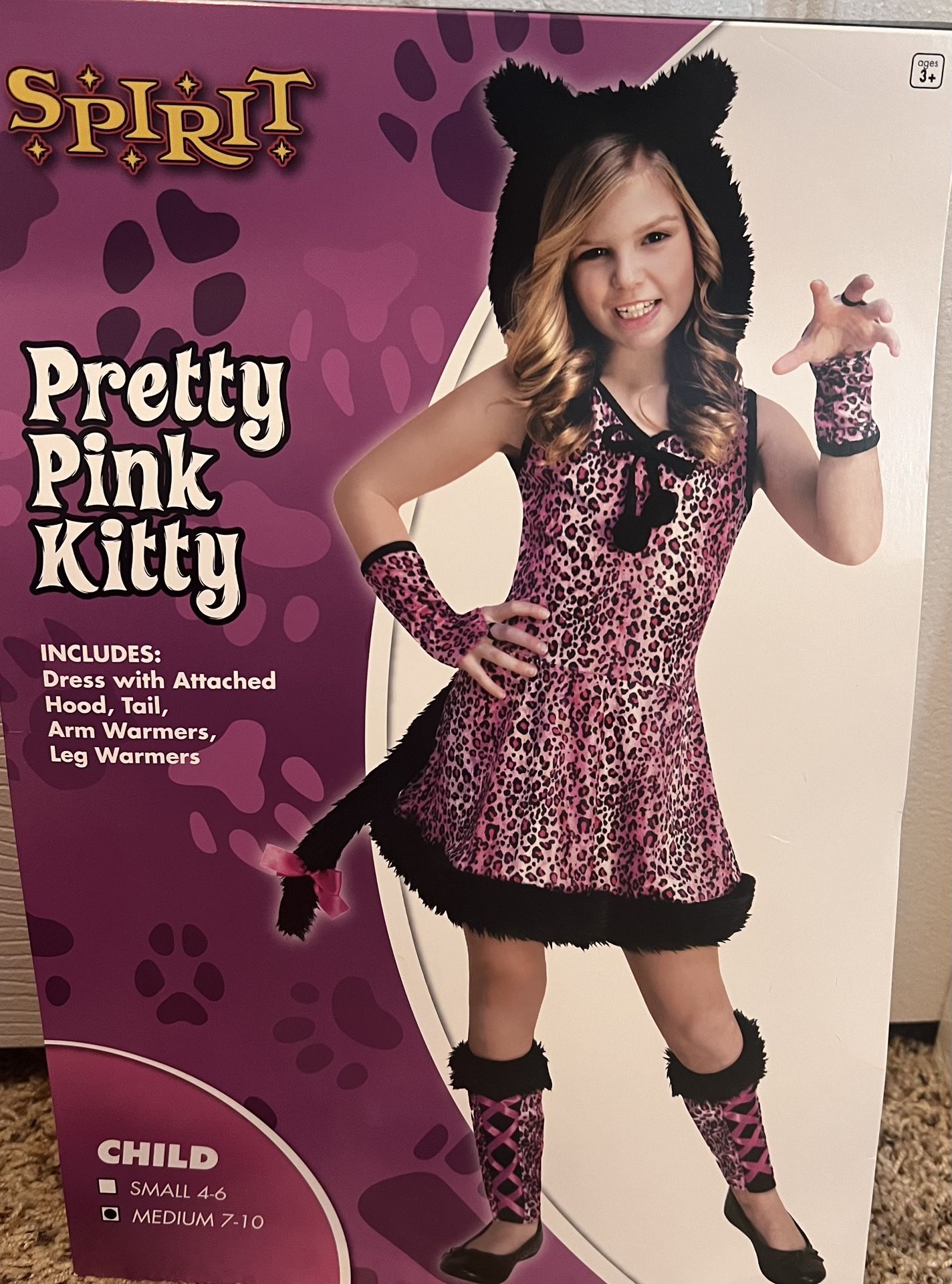 Girl /Child Pink Kitty Halloween Costume. Size 7-10