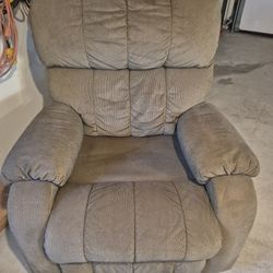 2 Matching Recliner Chairs — Taupe/Mocha Fabric