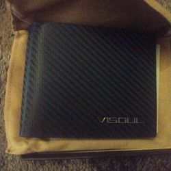Visoul Black Leather Wallet Red Leather Interior