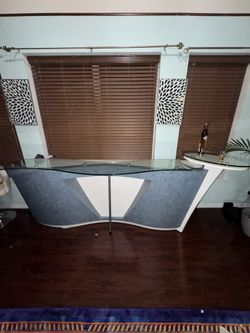Modern Curved Glass Top Bar / Console Cabinet – Unique Statement Piece