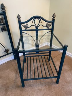 Forest Green and Bronze Nightstand 