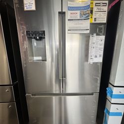 Bosch Refrigerator With Water And Ice In Stainless Steel 