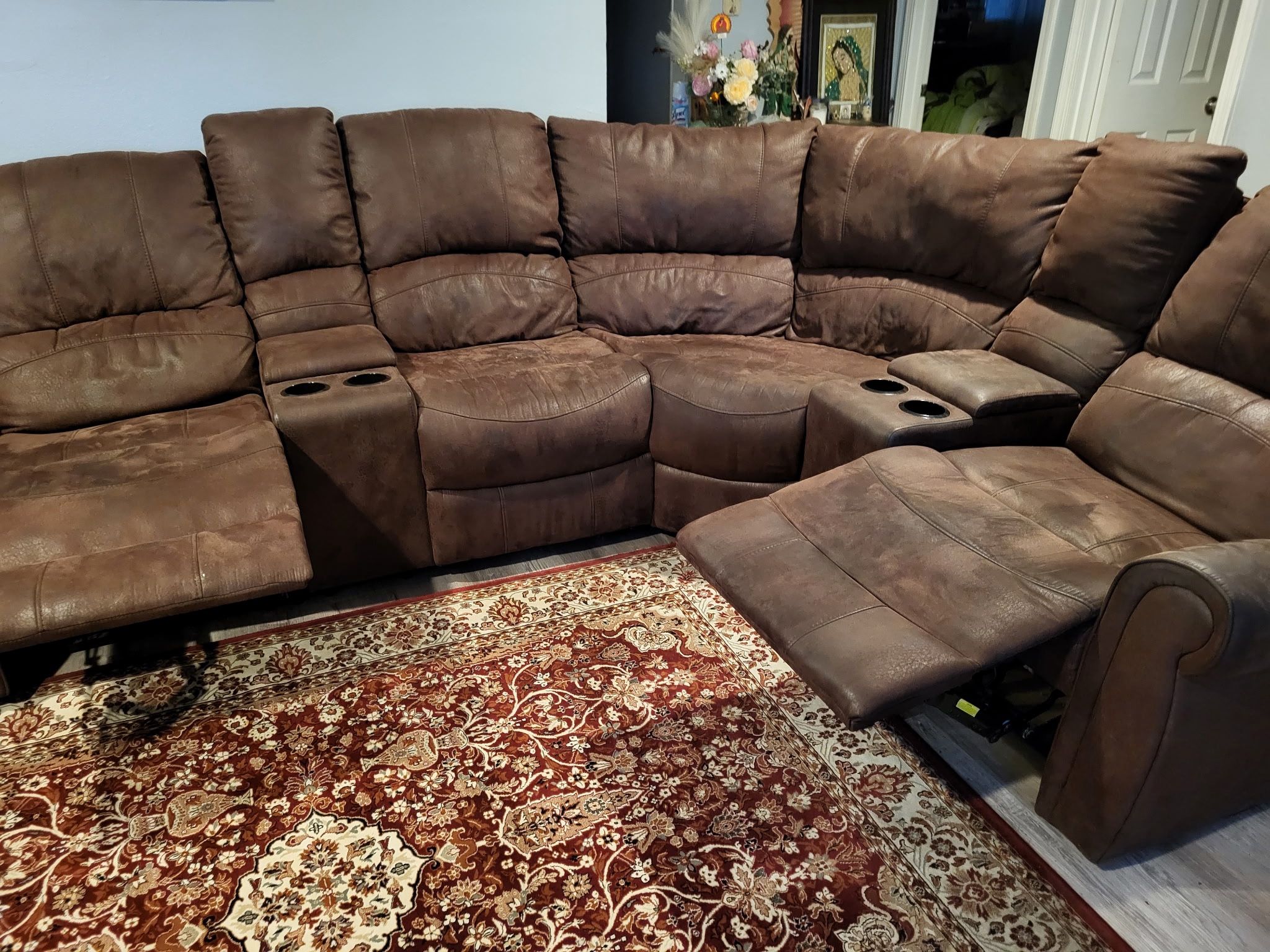 Brown L Shape Recliner Sofa 