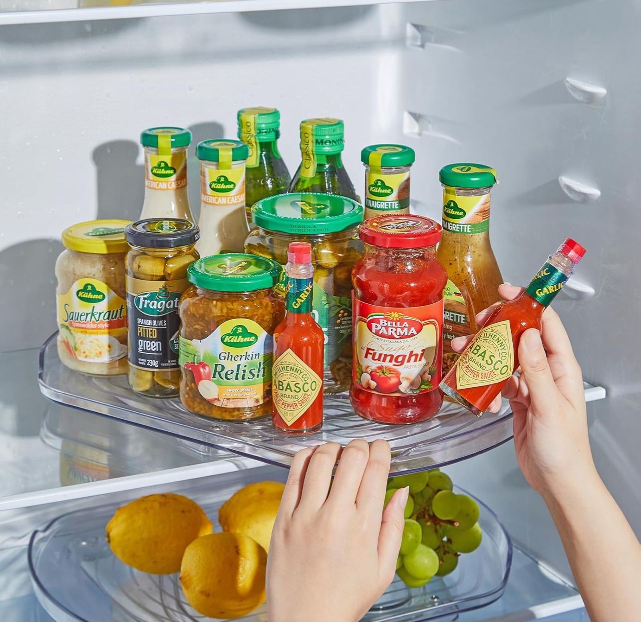Square Lazy Susan Turntable Organizer for Refrigerator, 15.67''Clear, 360°Rotate