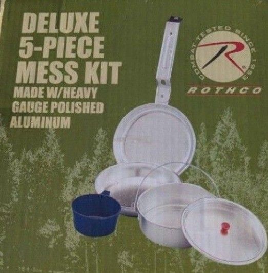 New Deluxe 5 Piece Mess Kit Camping Pans
Camping or backyard cookouts