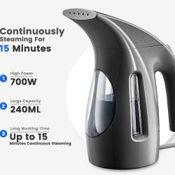 Steamer for Clothes, Portable Handheld Design, 240ml Big Capacity, 700W, Strong Penetrating Steam, Removes Wrinkle, for Home, Office(ONLY FOR 120V)