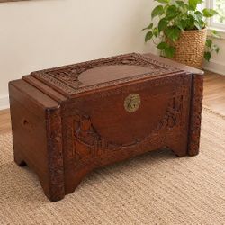 🌟 Antique Hand-Carved Cedar Hope Chest / Blanket Chest / Trunk / Dowry Chest / Wedding Chest 🌟