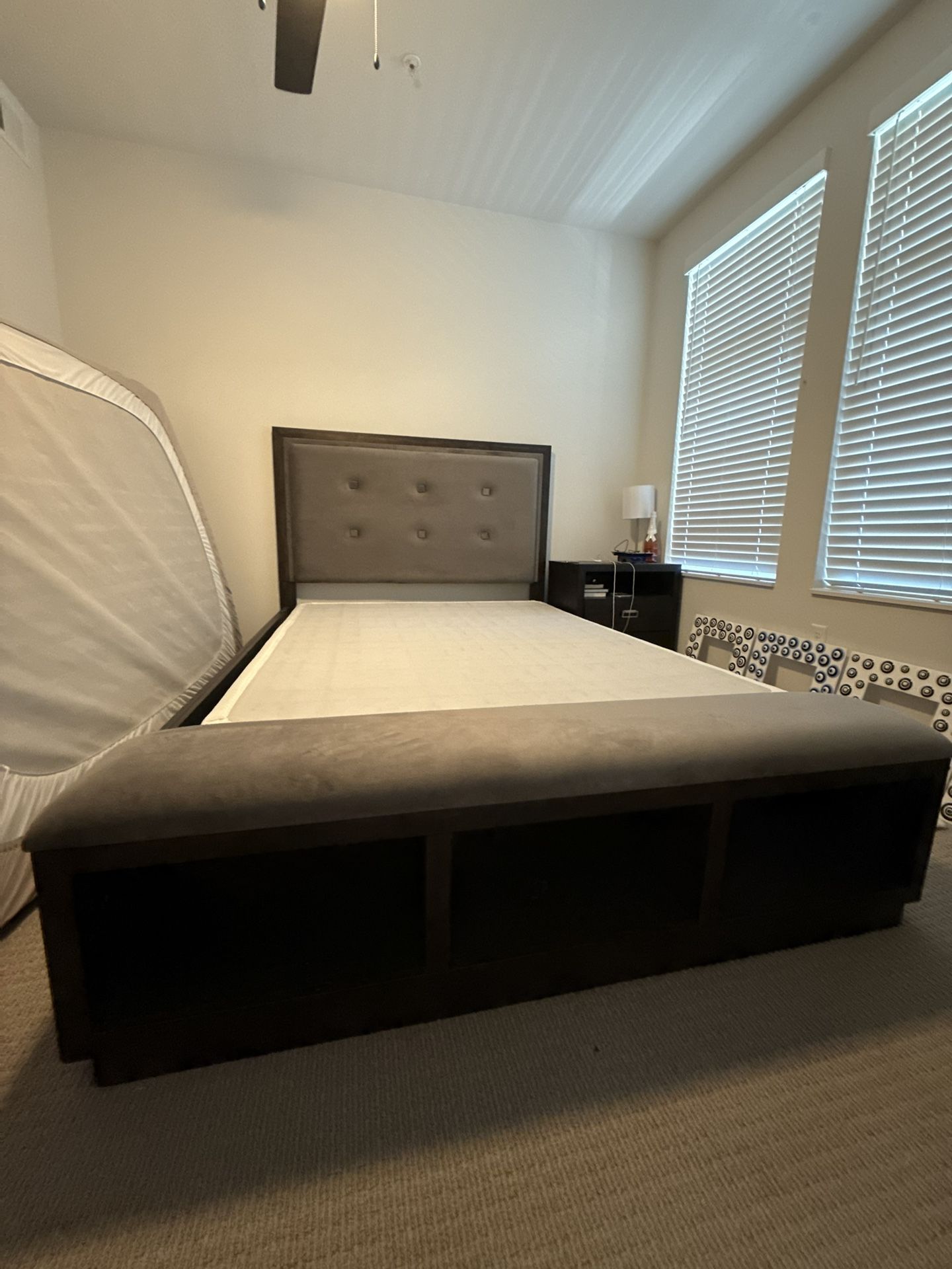 QUEEN BED FRAME WITH BOX SPRING