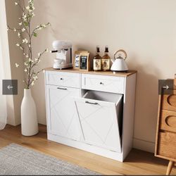 White Kitchen Cabinet with Tilt-Out Trash Drawer