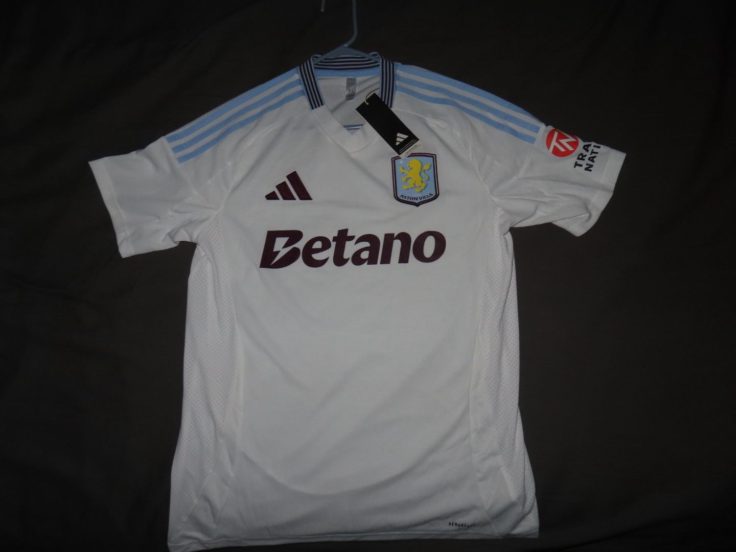 White and blue Aston Villa 2024-25 home shirt