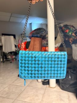 Bottega Venetta Blue Lambskin Snakeskin Wallet