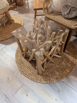 Branch table with glass