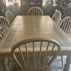 Solid Wood Table with 6 Matching Chairs