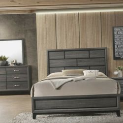 NEW Gray Panel Bedroom Set