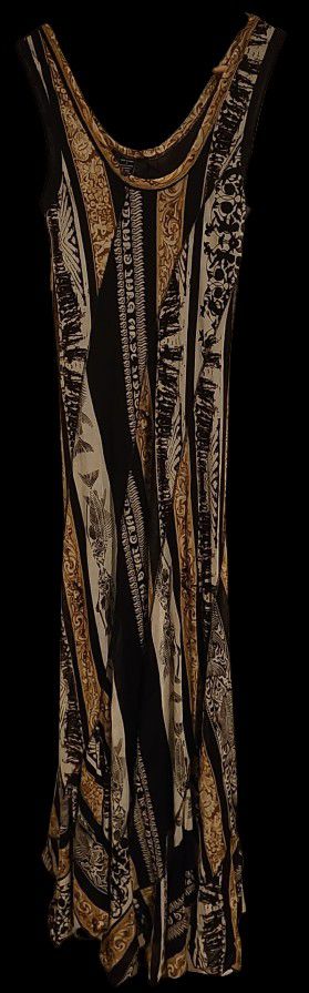 Caribbean Queen Black And Gold Striped Maxi Dress - Size S