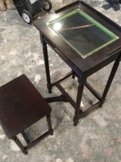 Cushman telephone table and chair originally from the 1920's number 307 all original serious inquiries only message if interested.
