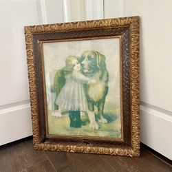 Antique Print Frame Ornate Carved Wood Frame 22/26 Inches 